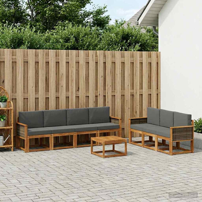Set de canapele de exterior cu pernă 7 pcs Natural și Antracit WALTI