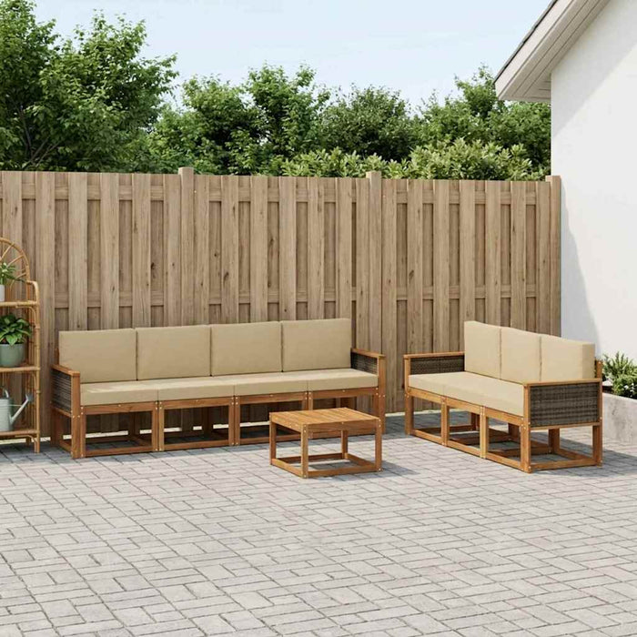 Set de canapele de exterior cu pernă 7 pcs natural WALTI