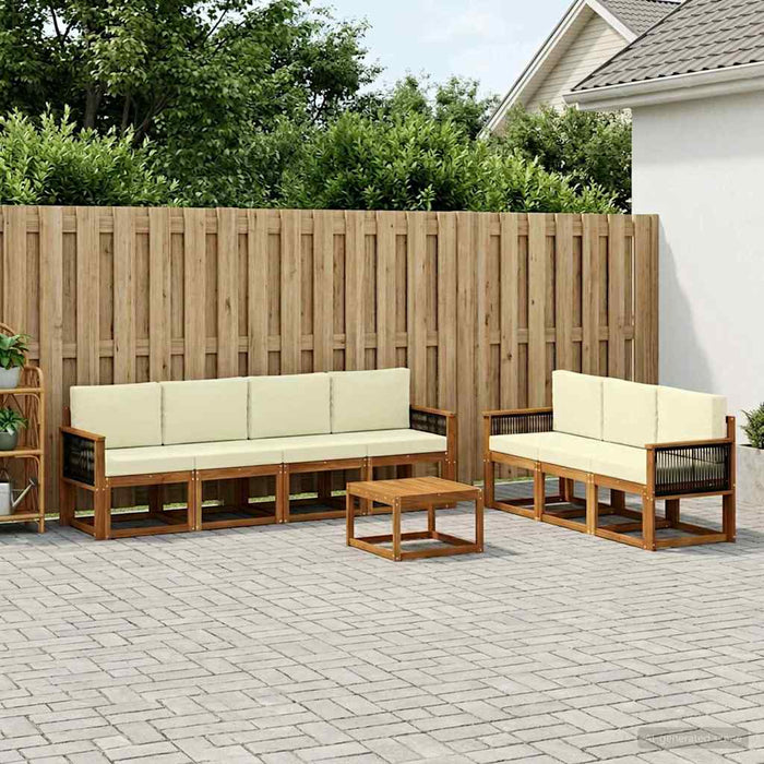 Set de canapele de exterior cu pernă 7 pcs Natural și Crem WALTI