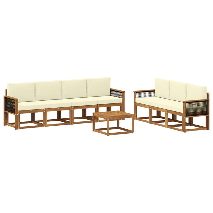 Set de canapele de exterior cu pernă 7 pcs Natural și Crem WALTI