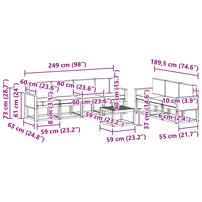 Set de canapele de exterior cu pernă 7 pcs Natural și Crem WALTI