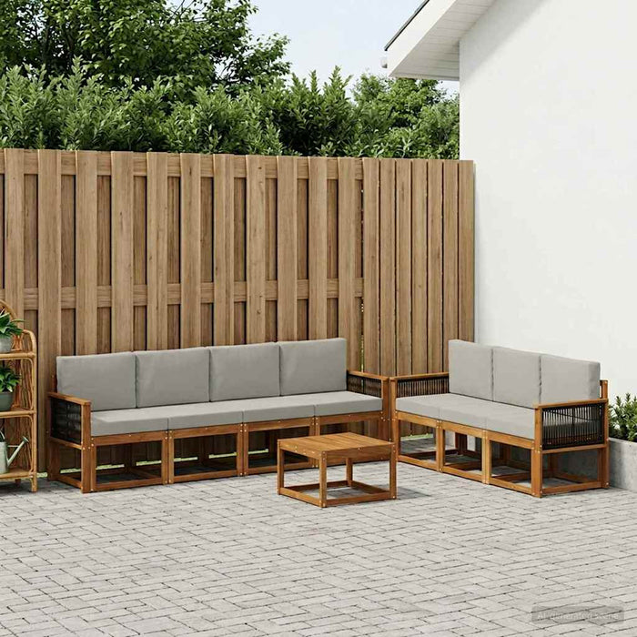 Set de canapele de exterior 7 pcs Natural și gri deschis WALTI