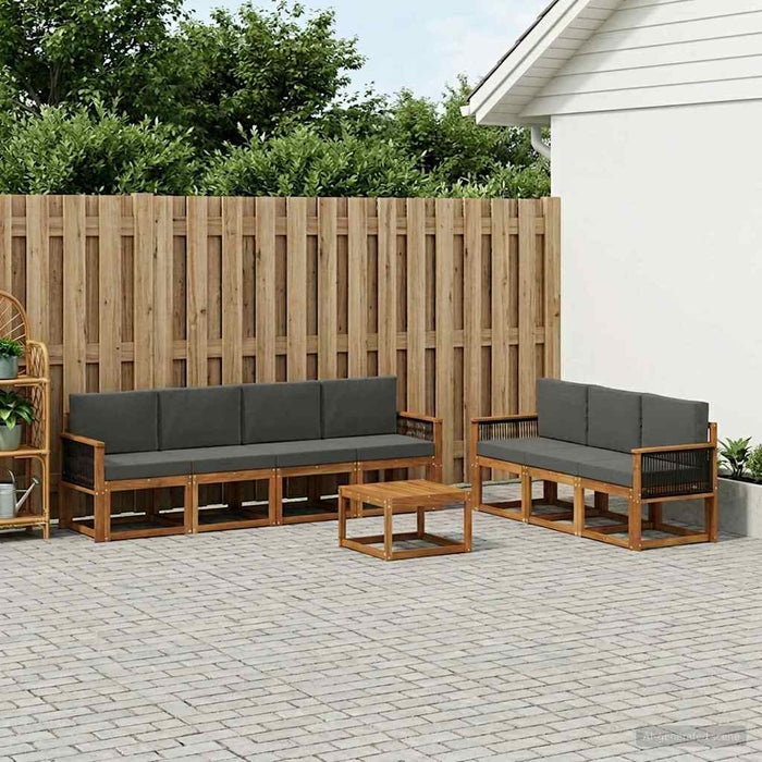 Set de canapele de exterior cu pernă 7 pcs Natural și Antracit WALTI