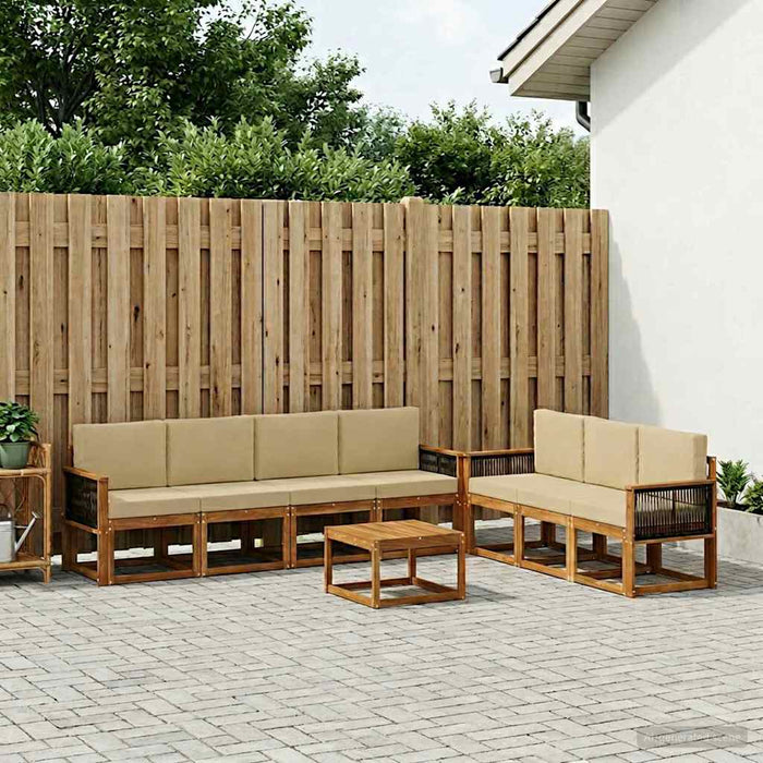 Set de canapele de exterior cu pernă 7 pcs natural WALTI