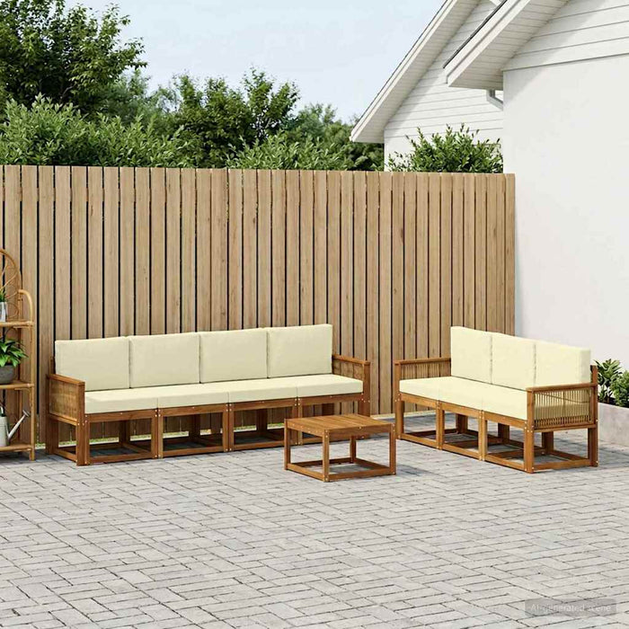 Set de canapele de exterior 8 pcs Natural și Crem Poliester WALTI