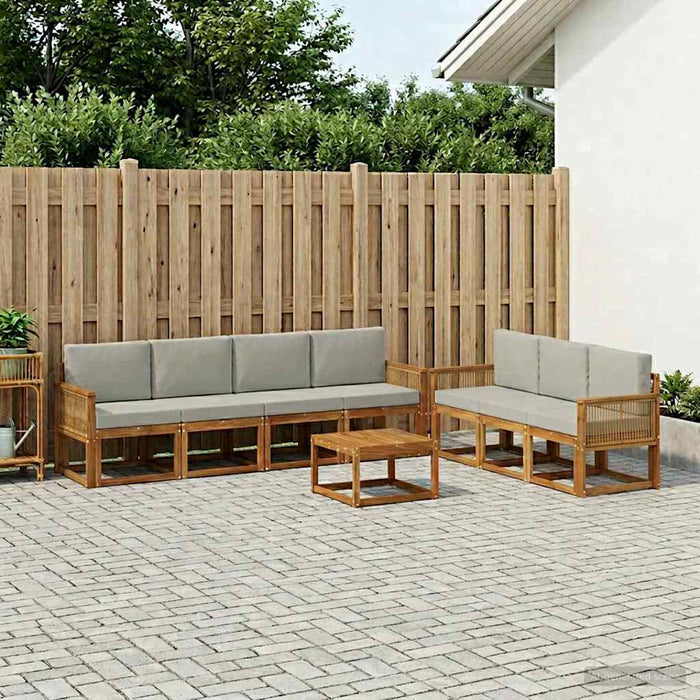 Set de canapele de exterior 8 pcs Natural și gri deschis WALTI