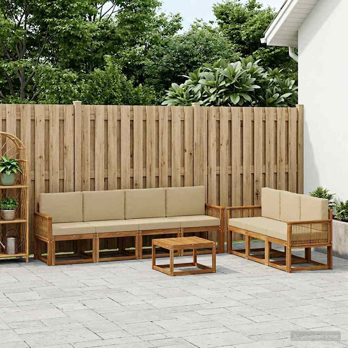 Set de canapele de exterior 8 pcs Natural și Bej Poliester WALTI