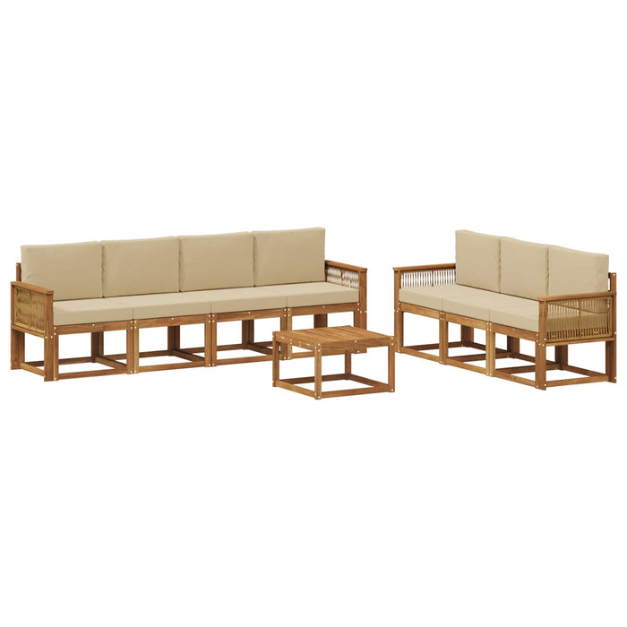 Set de canapele de exterior 8 pcs Natural și Bej Poliester WALTI