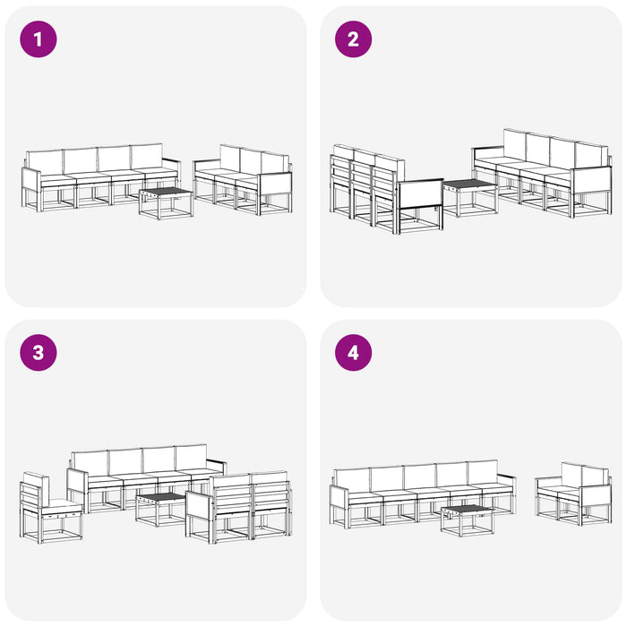 Set de canapele de exterior 8 pcs Natural și Bej Poliester WALTI