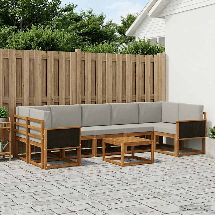 Set de canapele de exterior 6 pcs Natural și gri deschis WALTI