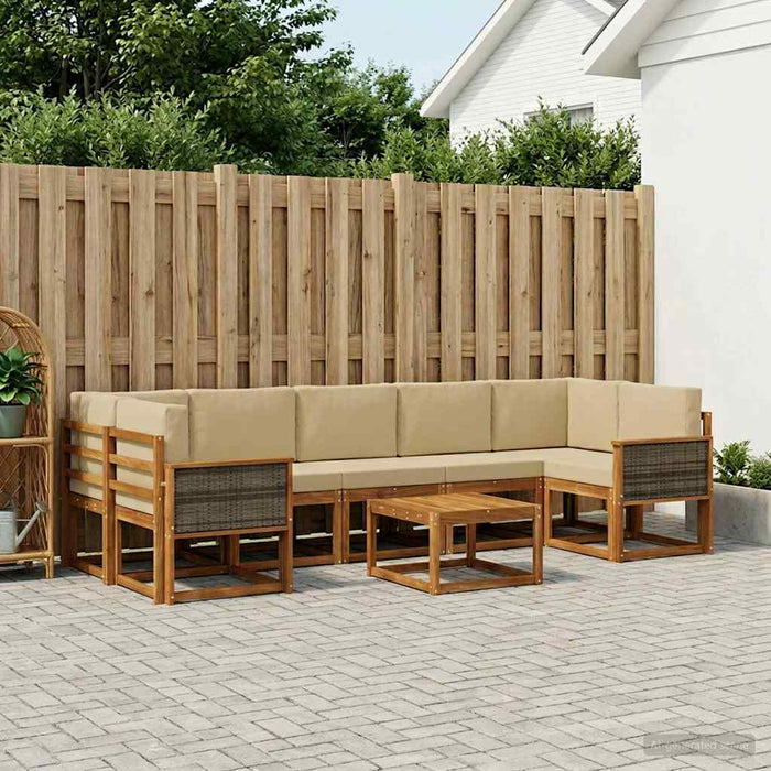Set de canapele de exterior cu pernă 6 pcs natural WALTI