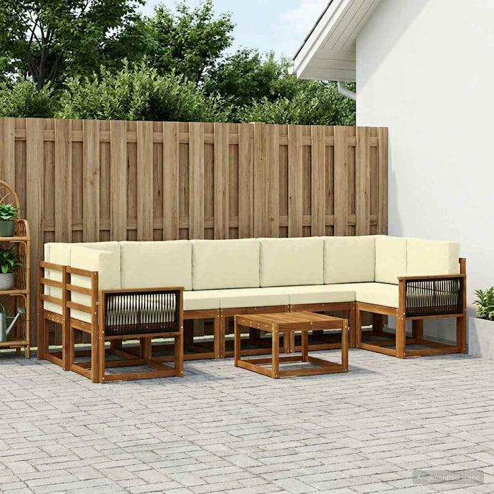 Set de canapele de exterior cu pernă 6 pcs Natural și Crem WALTI