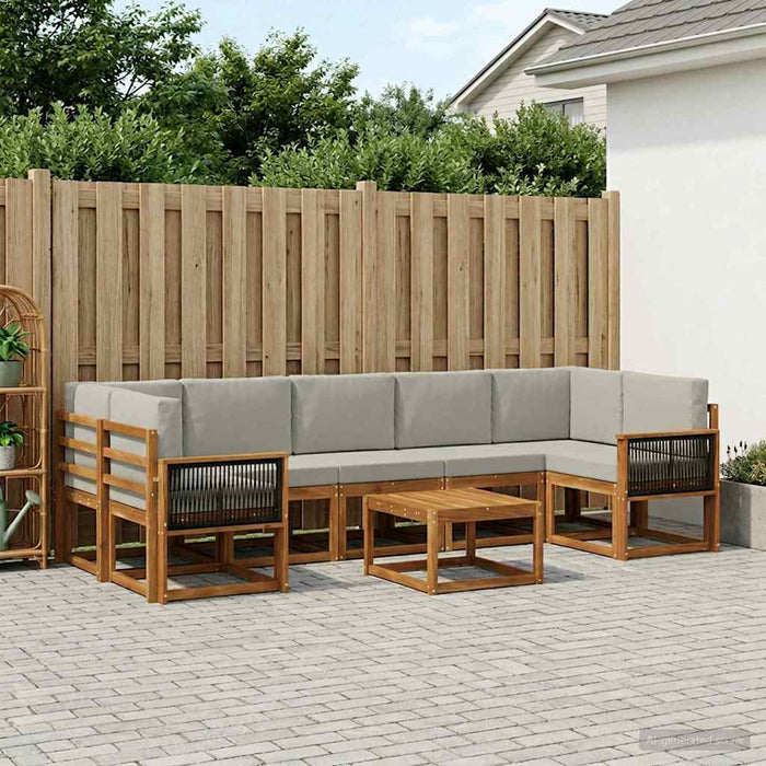 Set de canapele de exterior 6 pcs Natural și gri deschis WALTI