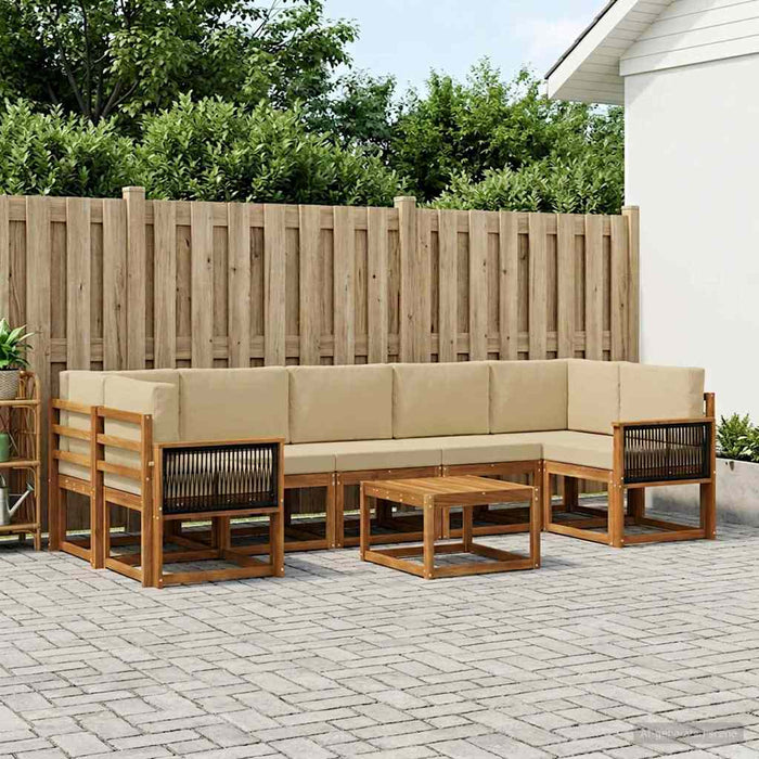 Set de canapele de exterior cu pernă 6 pcs natural WALTI