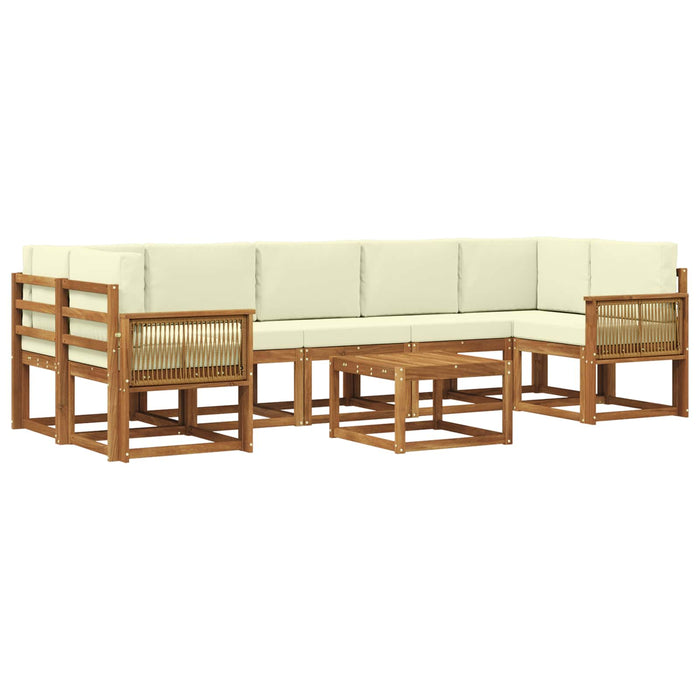 Set de canapele de exterior 8 pcs Natural și Crem Poliester WALTI