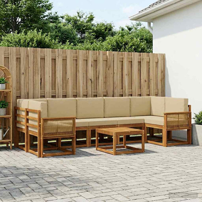 Set de canapele de exterior 8 pcs Natural și Bej Poliester WALTI
