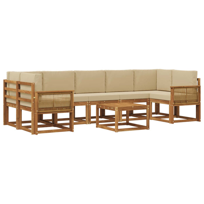 Set de canapele de exterior 8 pcs Natural și Bej Poliester WALTI
