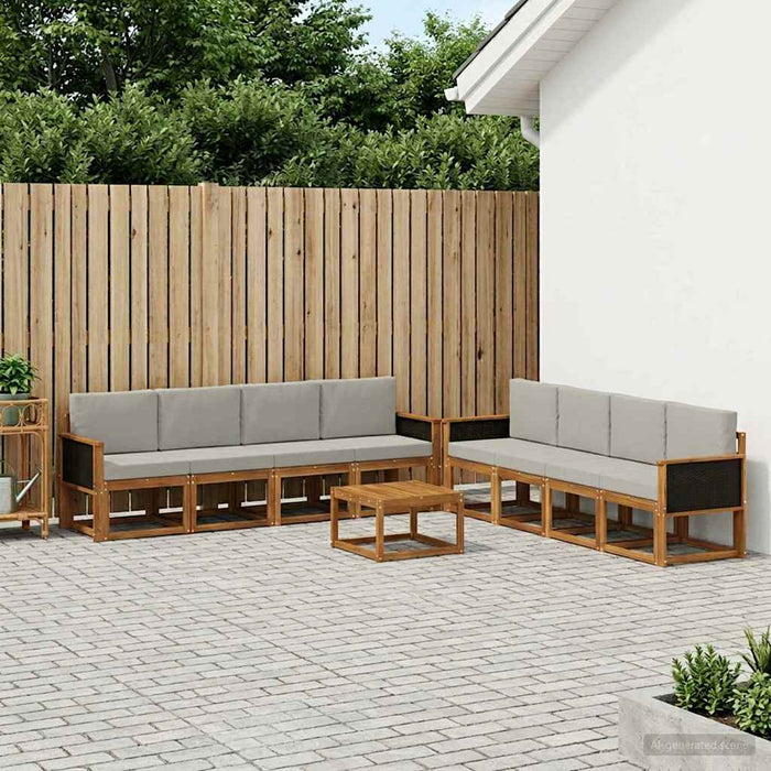 Set de canapele de exterior 7 pcs Natural și gri deschis WALTI