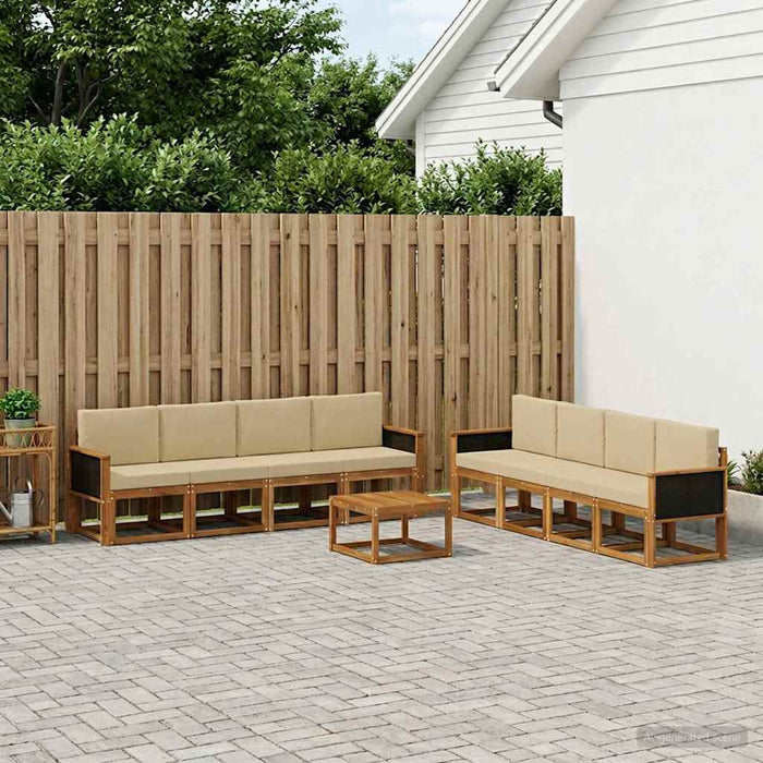 Set de canapele de exterior cu pernă 7 pcs natural WALTI