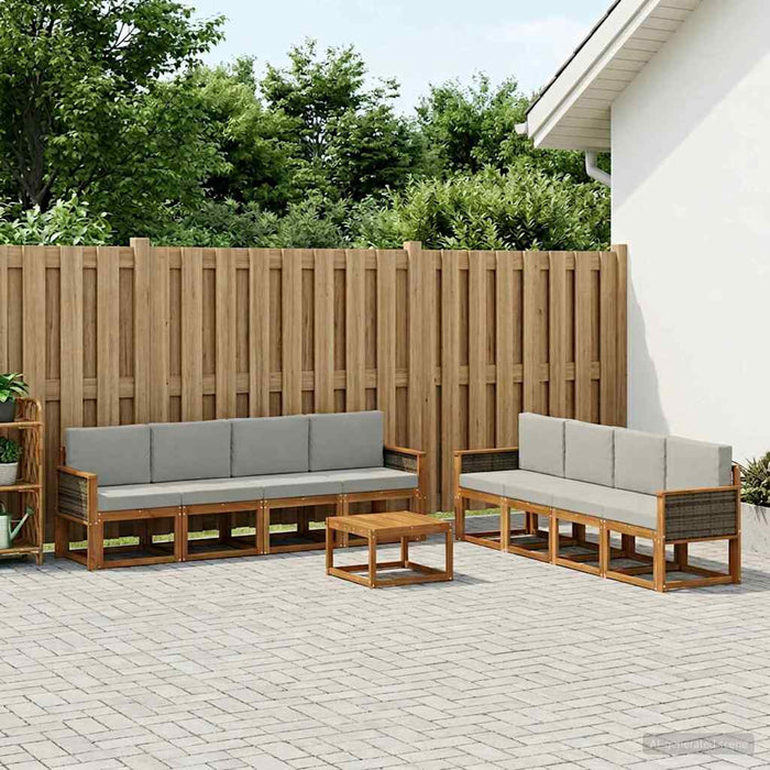 Set de canapele de exterior 7 pcs Natural și gri deschis WALTI