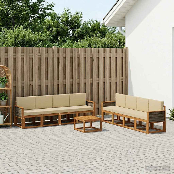 Set de canapele de exterior cu pernă 7 pcs natural WALTI