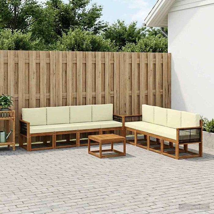 Set de canapele de exterior cu pernă 7 pcs Natural și Crem WALTI