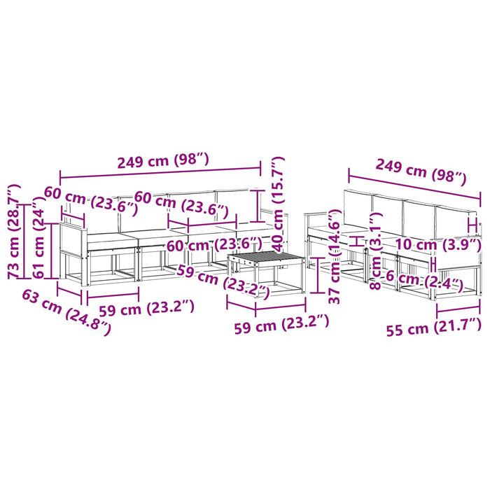 Set de canapele de exterior cu pernă 7 pcs Natural și Crem WALTI