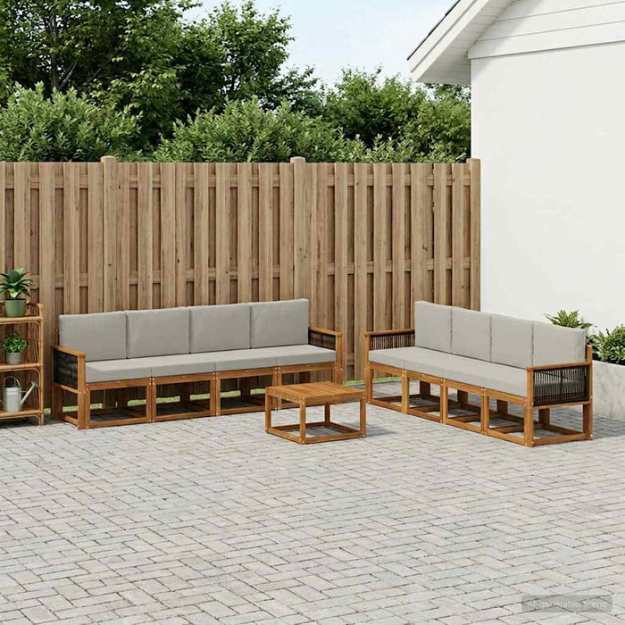 Set de canapele de exterior 7 pcs Natural și gri deschis WALTI
