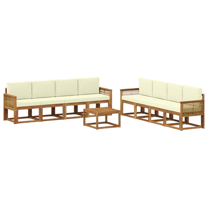 Set de canapele de exterior 9 pcs Natural și Crem Poliester WALTI