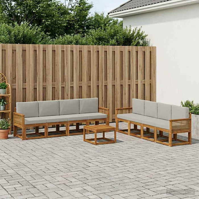 Set de canapele de exterior 9 pcs Natural și gri deschis WALTI