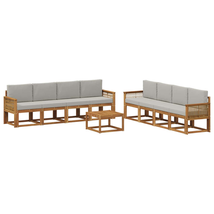 Set de canapele de exterior 9 pcs Natural și gri deschis WALTI
