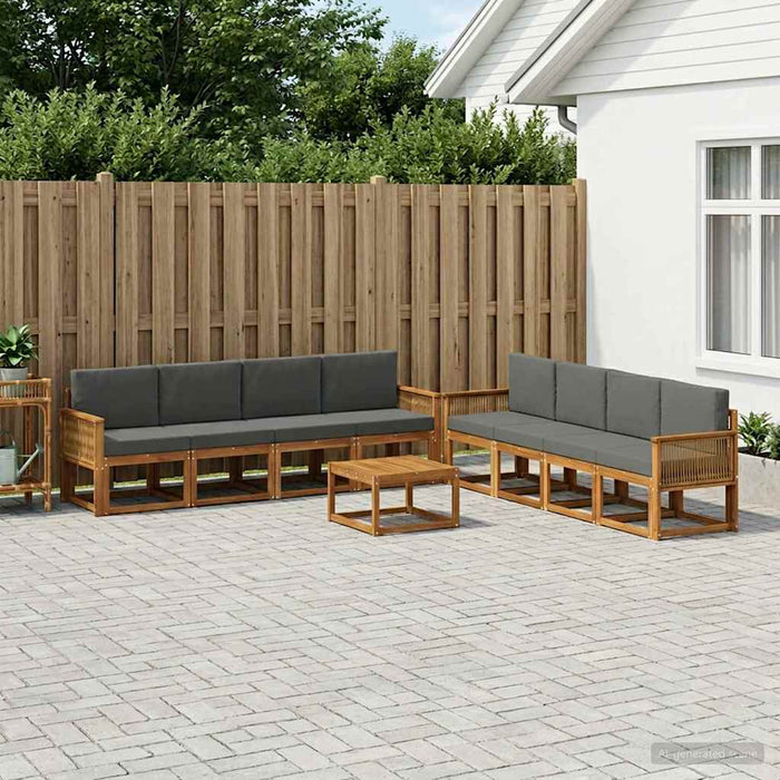 Set de canapele de exterior 9 pcs Natural și Antracit Poliester WALTI