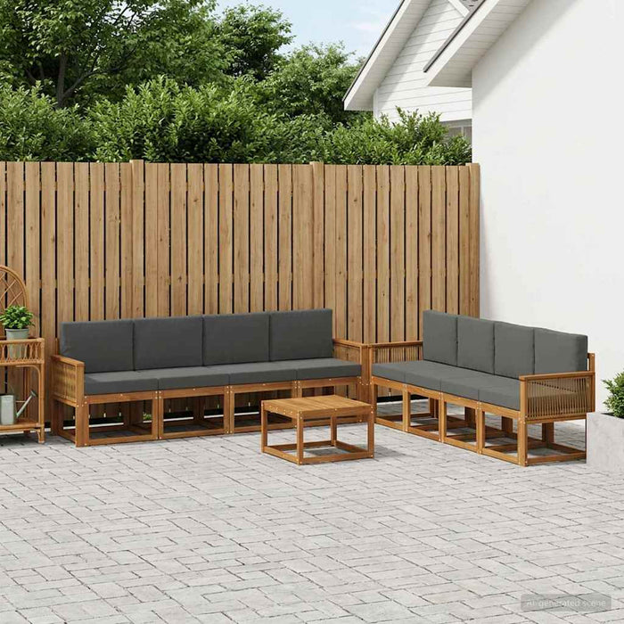 Set de canapele de exterior 9 pcs Natural și Antracit Poliester WALTI