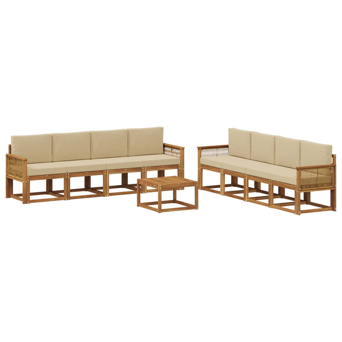 Set de canapele de exterior 9 pcs Natural și Bej Poliester WALTI