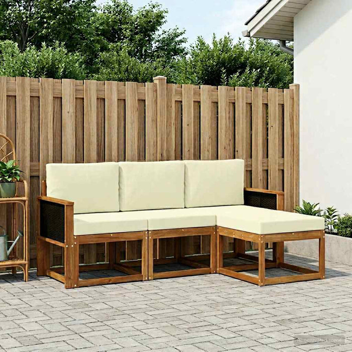 Set de canapele de exterior cu pernă 4 pcs Natural și Crem WALTI