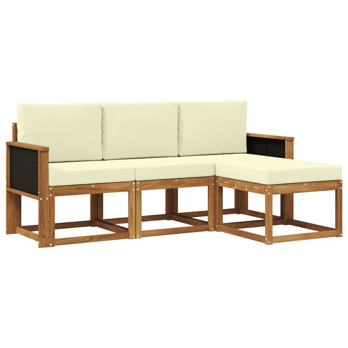 Set de canapele de exterior cu pernă 4 pcs Natural și Crem WALTI