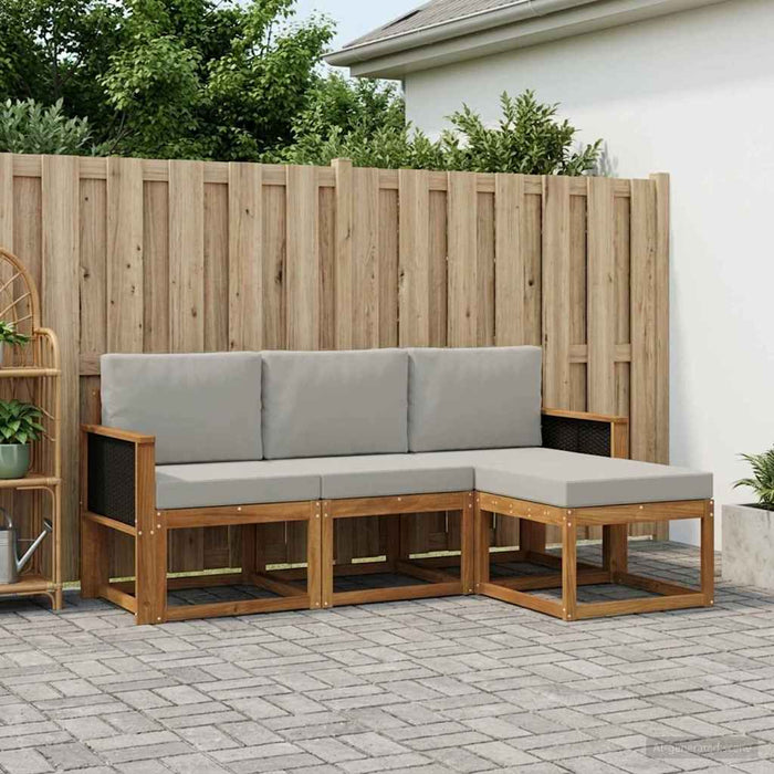 Set de canapele de exterior 4 pcs Natural și gri deschis WALTI