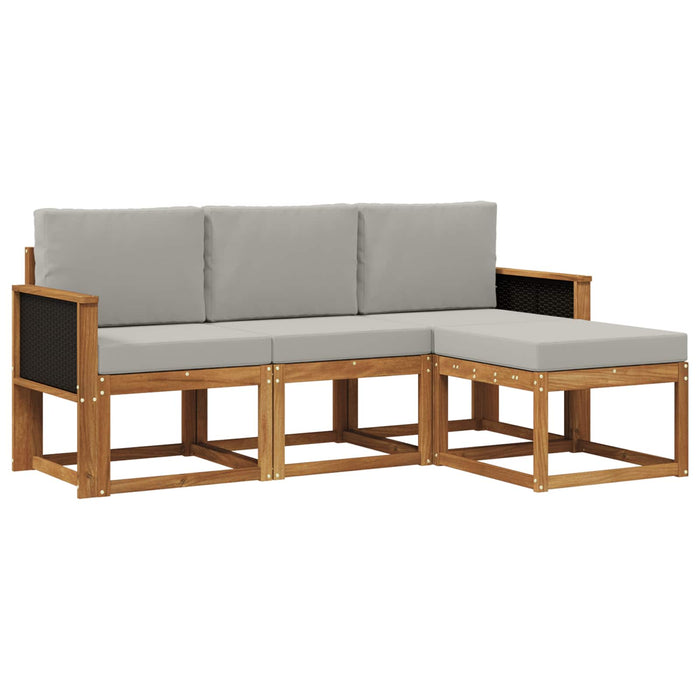 Set de canapele de exterior 4 pcs Natural și gri deschis WALTI