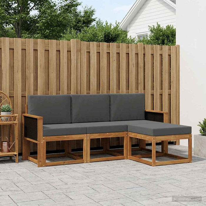 Set de canapele de exterior cu pernă 4 pcs Natural și Antracit WALTI