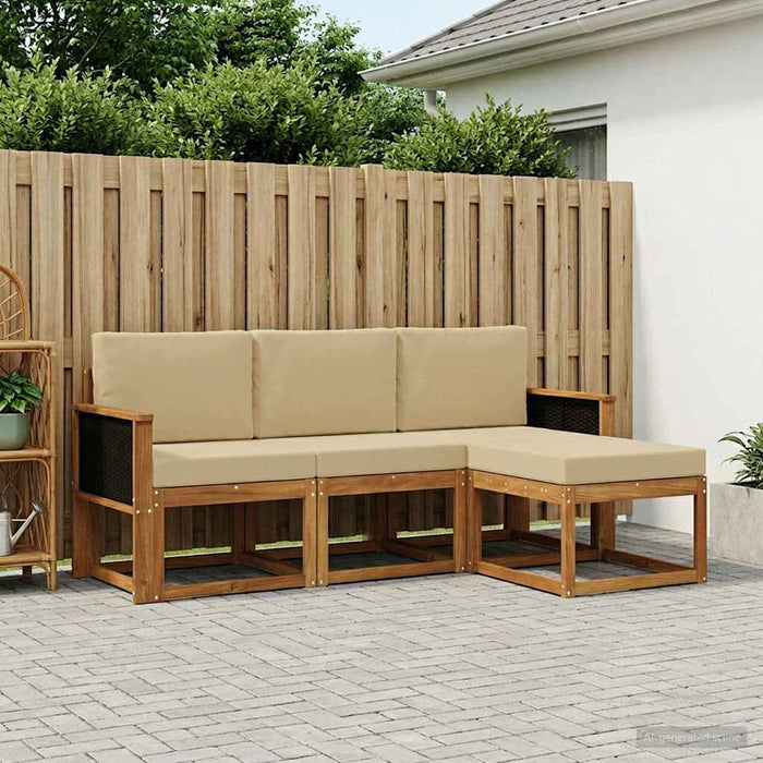 Set de canapele de exterior cu pernă 4 pcs natural WALTI