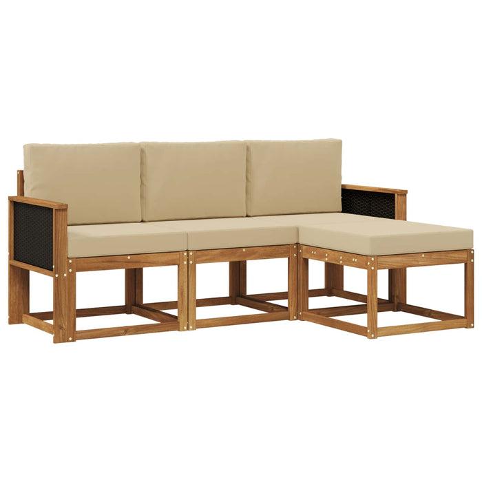 Set de canapele de exterior cu pernă 4 pcs natural WALTI