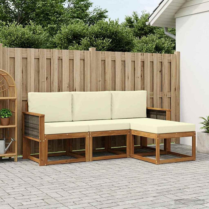 Set de canapele de exterior cu pernă 4 pcs Natural și Crem WALTI