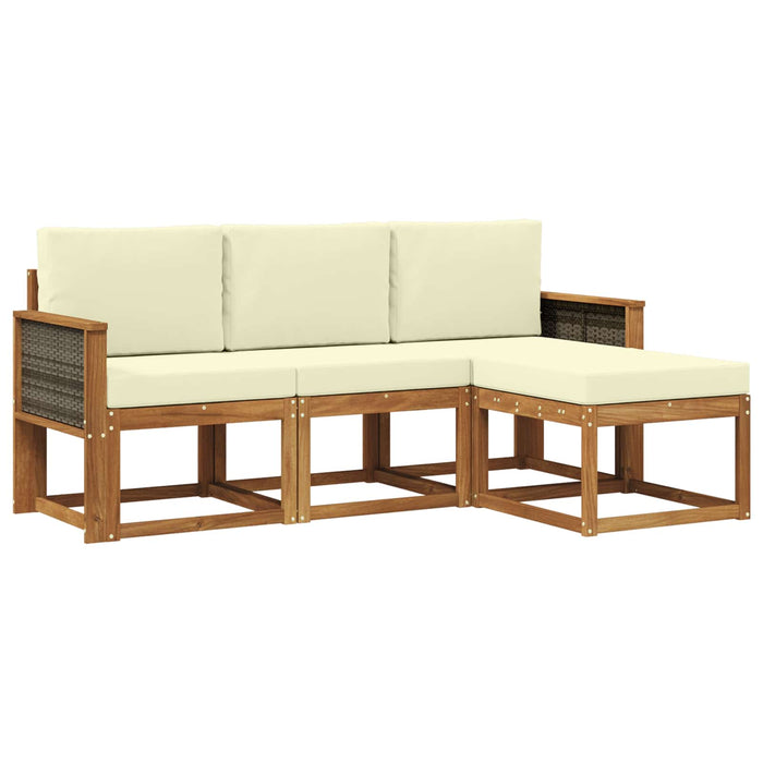 Set de canapele de exterior cu pernă 4 pcs Natural și Crem WALTI