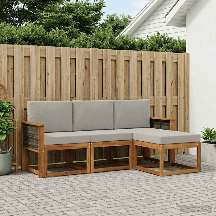 Set de canapele de exterior 4 pcs Natural și gri deschis WALTI