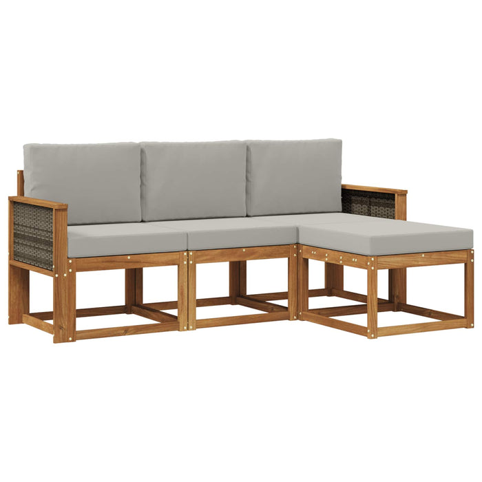 Set de canapele de exterior 4 pcs Natural și gri deschis WALTI