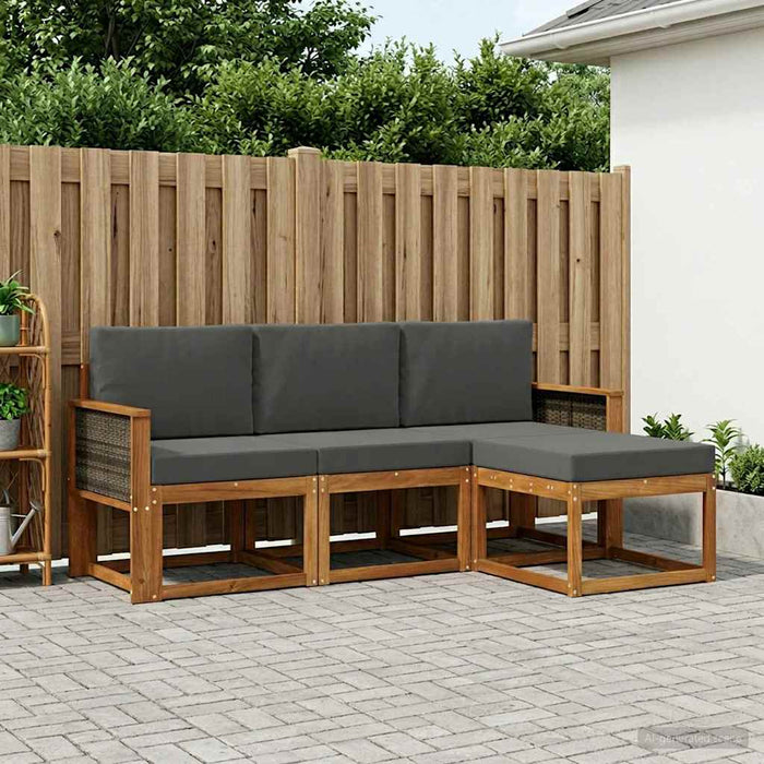 Set de canapele de exterior cu pernă 4 pcs Natural și Antracit WALTI