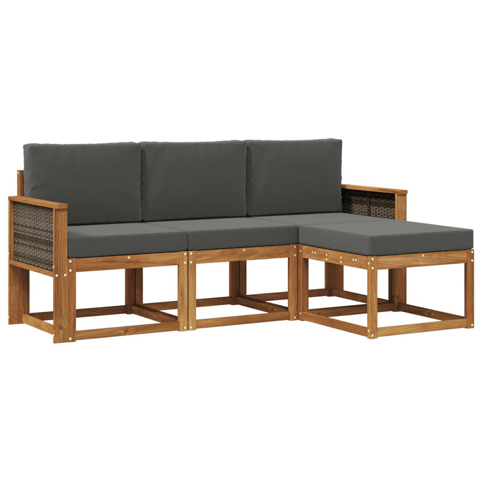 Set de canapele de exterior cu pernă 4 pcs Natural și Antracit WALTI