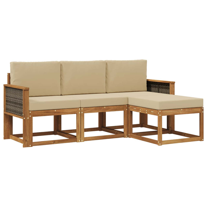 Set de canapele de exterior cu pernă 4 pcs natural WALTI