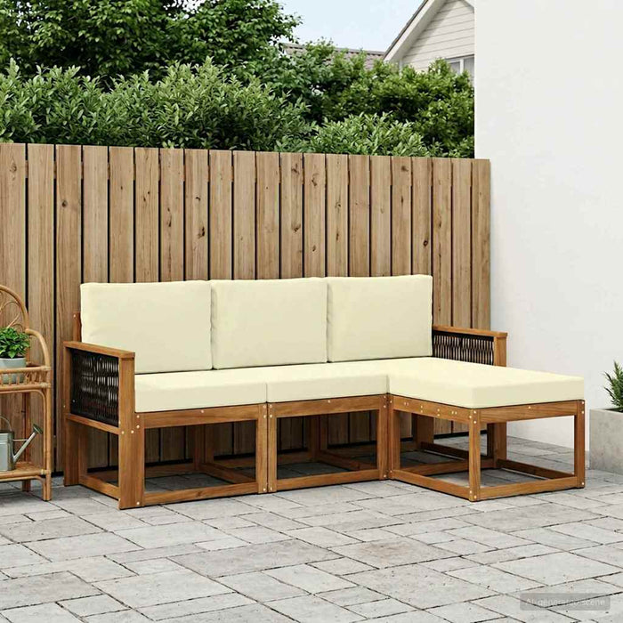 Set de canapele de exterior cu pernă 4 pcs Natural și Crem WALTI