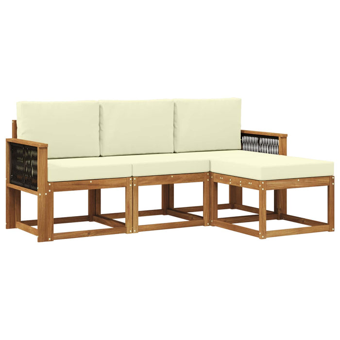 Set de canapele de exterior cu pernă 4 pcs Natural și Crem WALTI